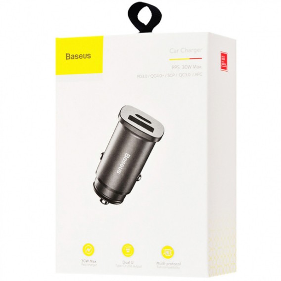 АЗП Baseus Square Metal PD 3.0 QC 4.0+ 30W USB + Type-C (CCALL-AS) Чорний АЗП Baseus Square Metal PD 3.0 QC 4.0+ 30W USB + Type-C (CCALL-AS) Чорний
