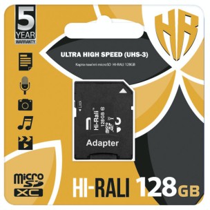 Карта памяти Hi-Rali (UHS-3) microSDXC Class 10 - 128GB (с адаптером) Черный