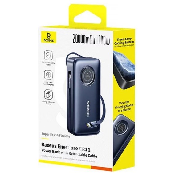 Портативний ЗП Power Bank Baseus EnerCore CR11 PD100W with cable 20000 mAh (PPNMS) Cosmic Black Портативний ЗП Power Bank Baseus EnerCore CR11 PD100W with cable 20000 mAh (PPNMS) Cosmic Black