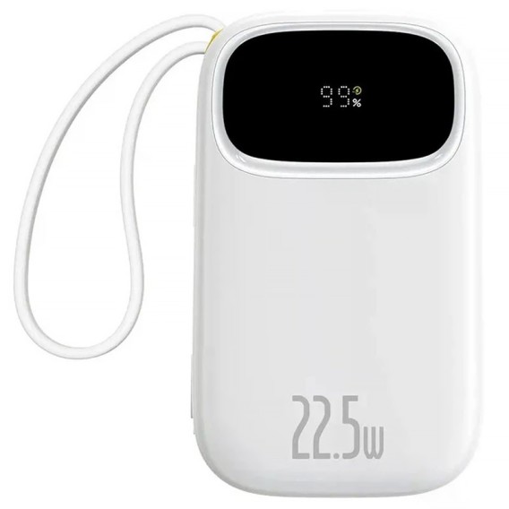 Портативний ЗП Power Bank Baseus EnerFill FC31 PD22.5W with cables 10000 mAh (PPQD3) Moon White Портативний ЗП Power Bank Baseus EnerFill FC31 PD22.5W with cables 10000 mAh (PPQD3) Moon White
