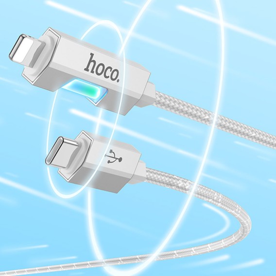 Дата кабель Hoco U123 Regent colorful 27W Type-C to Lightning (1.2m) Gray Дата кабель Hoco U123 Regent colorful 27W Type-C to Lightning (1.2m) Gray