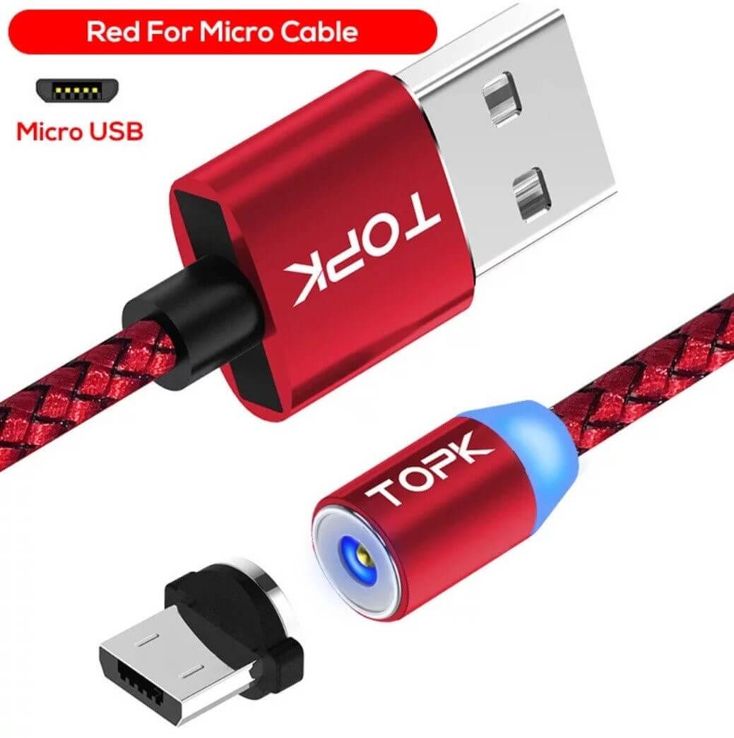 Магнітний кабель Micro USB, червоний