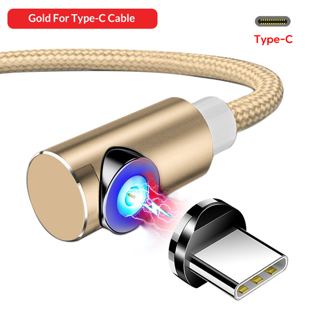 Золотий кутовий магнітний кабель Topk, type C