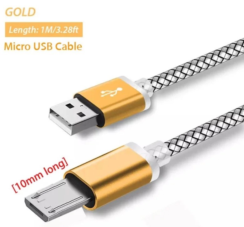 Micro USB кабель для защищенных телефонов 9 мм золотистого цвета